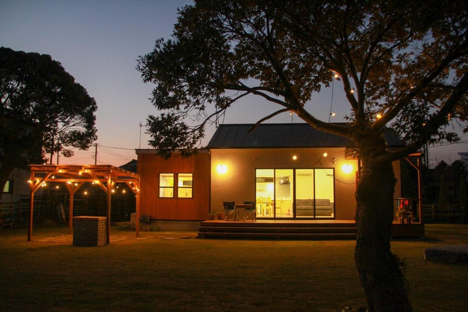Property building, Night, Garden, Garden view