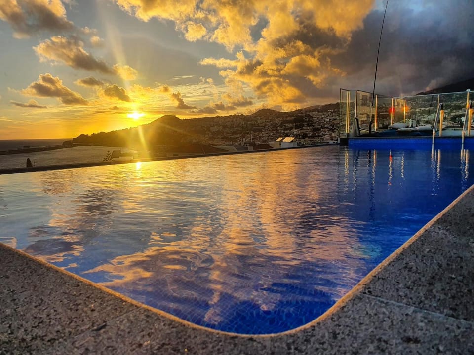 Pool view, Swimming pool, Sunset