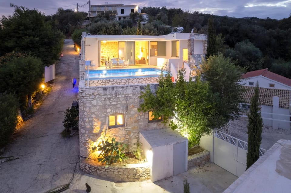 Property building, Night, Pool view, Swimming pool
