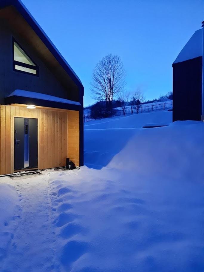 Property building, Night, Winter