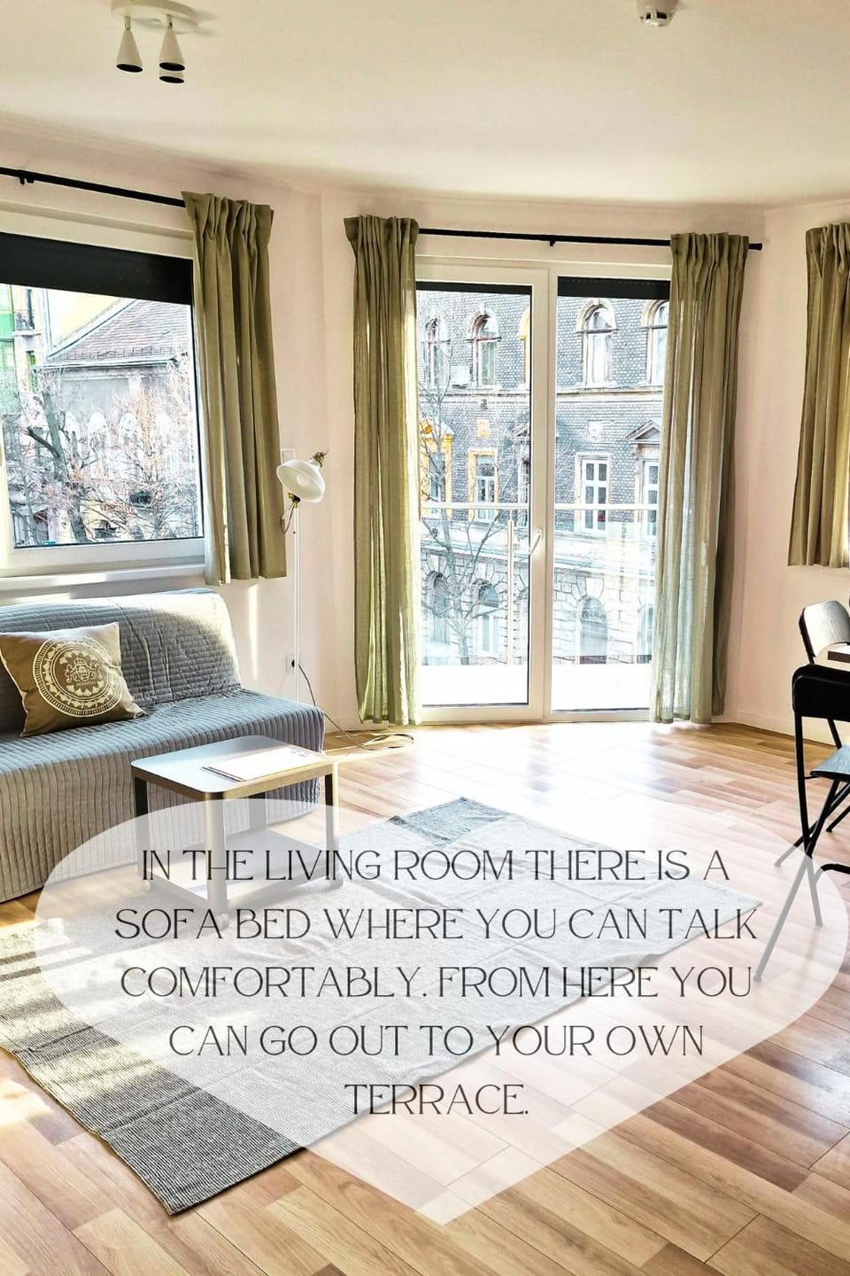 Bed, Day, Living room, Seating area, Bedroom, Text overlay
