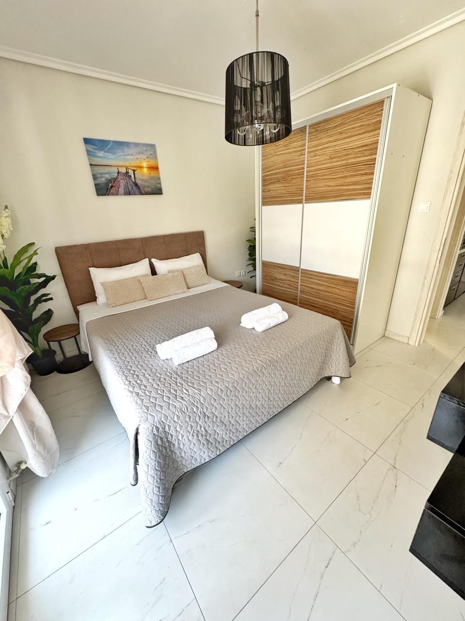 Bed, Photo of the whole room, Bedroom, towels, wardrobe