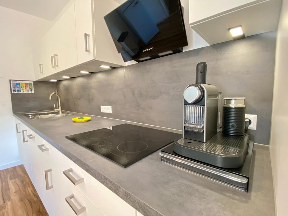 Coffee/tea facilities, Kitchen or kitchenette, minibar, oven, stove