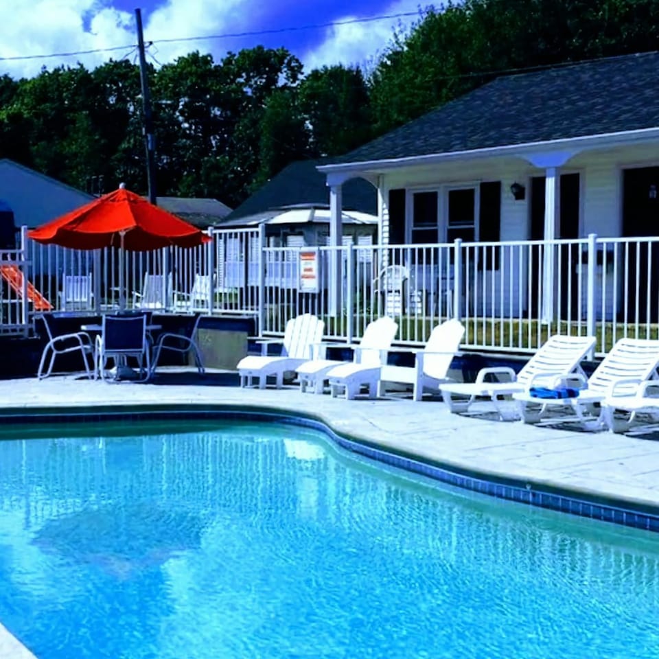 Patio, Pool view, Swimming pool, sunbed