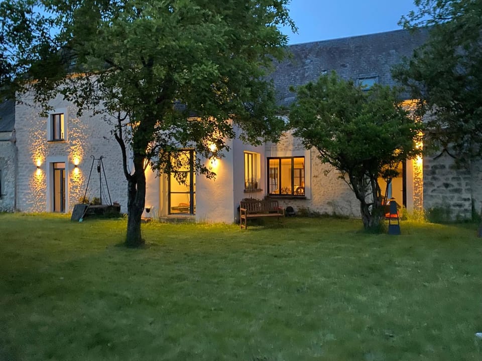 Property building, Night, Garden, Garden view