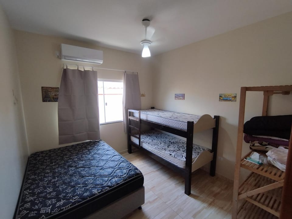 Bed, Photo of the whole room, Bedroom, bunk bed, fireplace, air conditioner