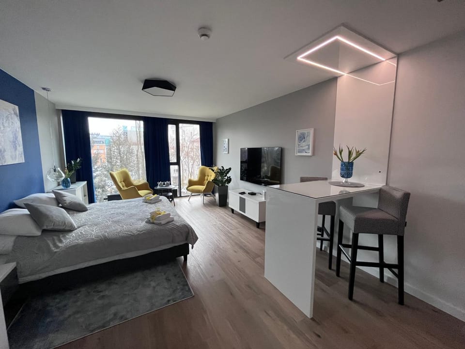 Bed, Living room, Photo of the whole room, Seating area, Bedroom
