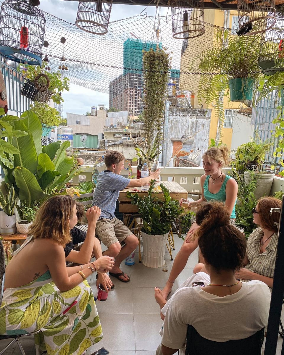 Garden, group of guests