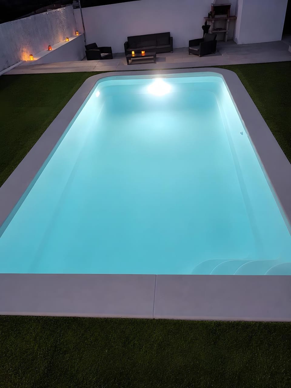 Property building, Living room, Swimming pool