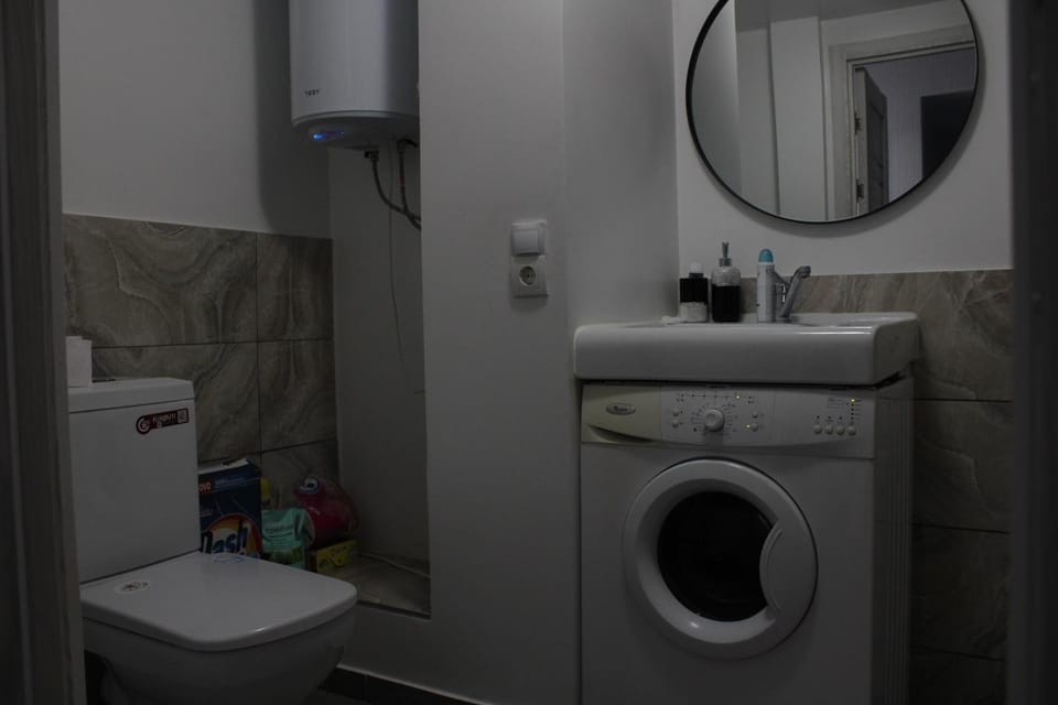Bathroom, bidet, washing machine