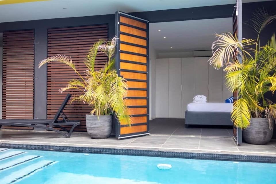 Bed, Bedroom, Pool view