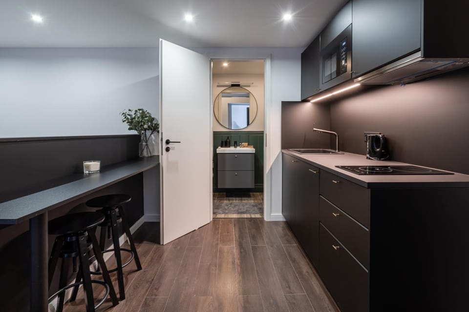 Kitchen or kitchenette, Seating area, Dining area, dishwasher, minibar, oven, stove