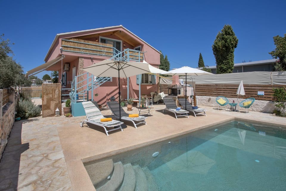 Property building, Living room, Swimming pool