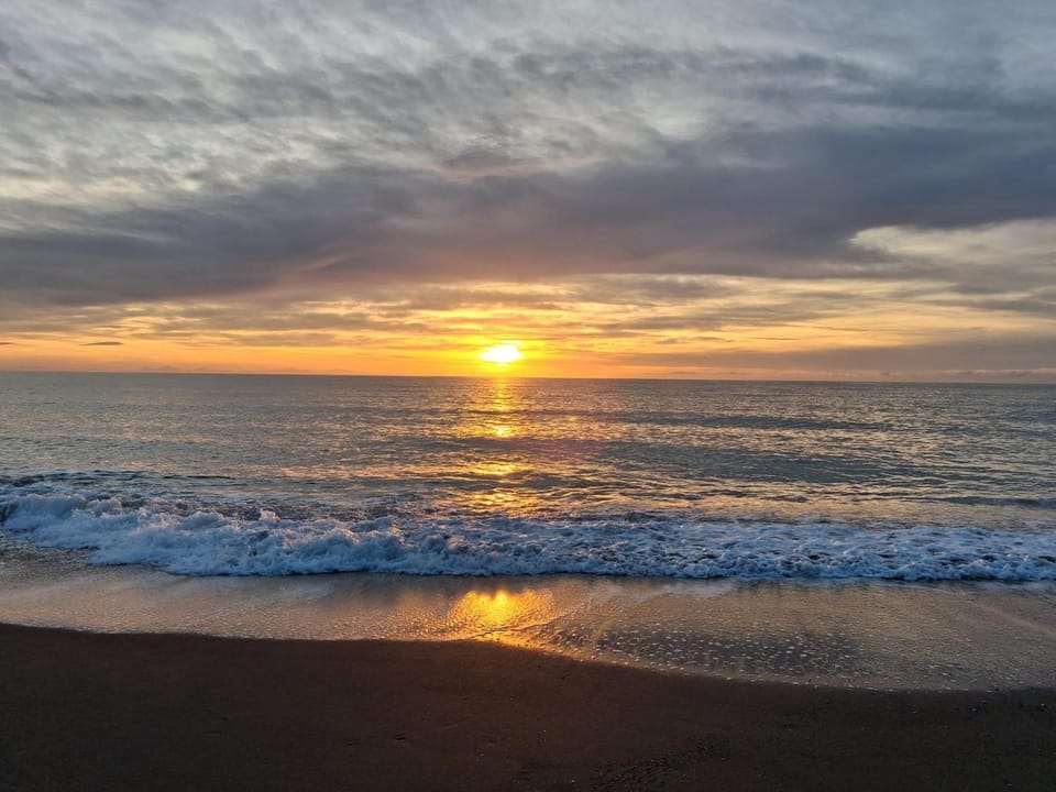 Beach, Sea view, Sunset