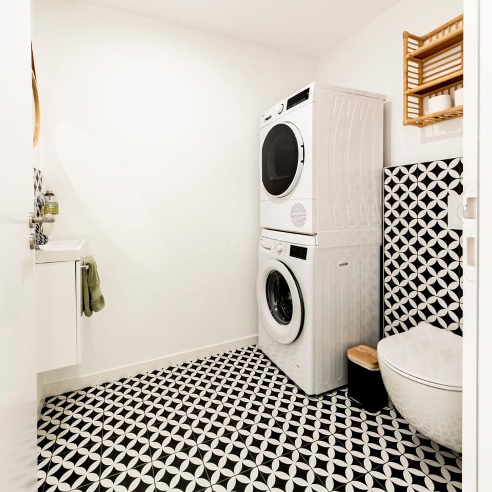 Toilet, washing machine, dryer