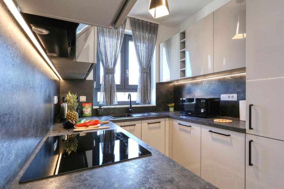 Kitchen or kitchenette, minibar, stove
