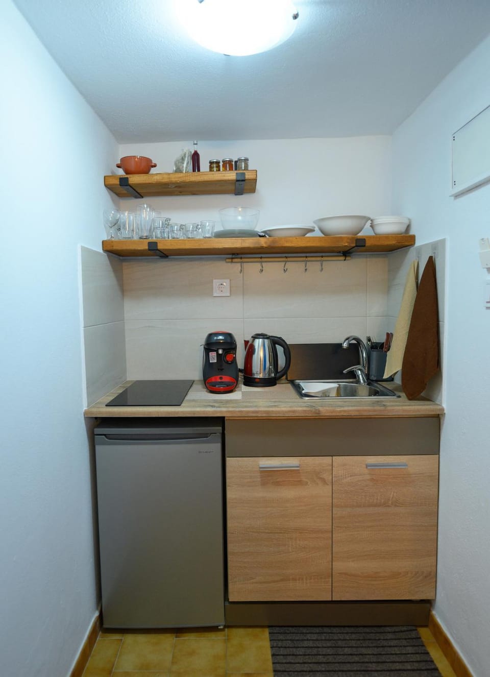 Kitchen or kitchenette, furniture, stove