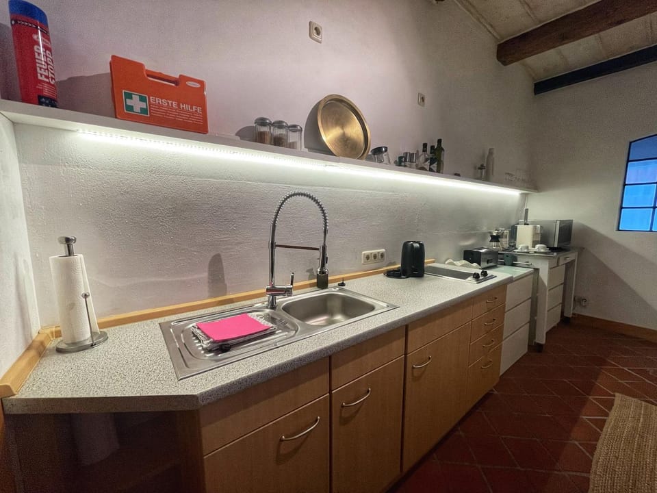 Kitchen or kitchenette, stove