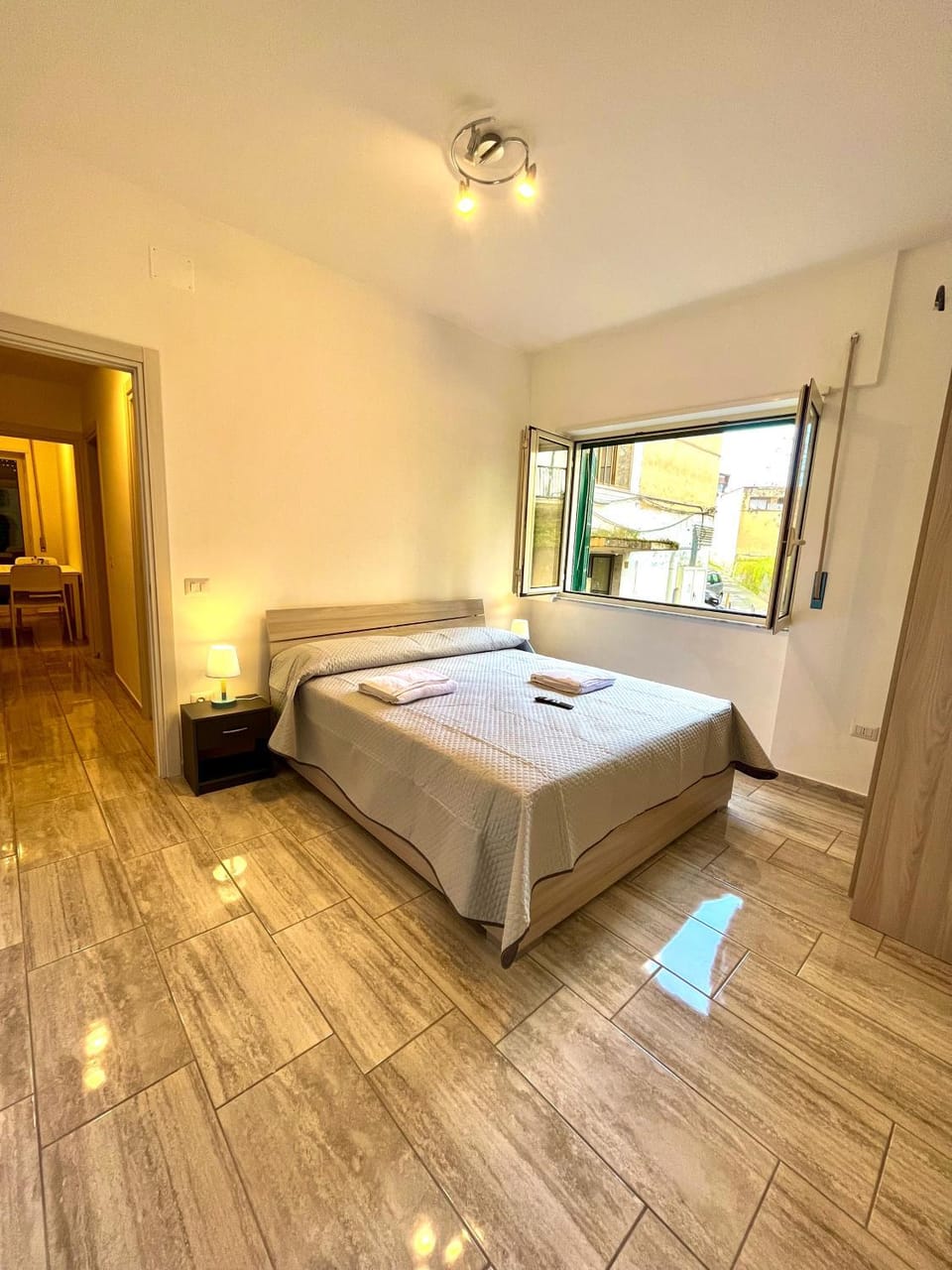 Bed, Photo of the whole room, Bedroom, towels, wardrobe