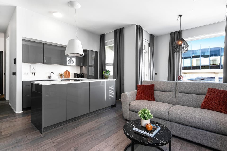 Kitchen or kitchenette, Living room, Seating area
