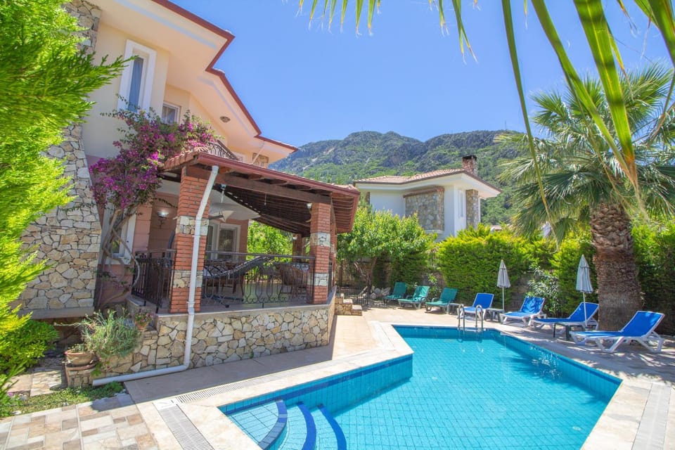 Property building, Patio, Garden, Swimming pool, sunbed