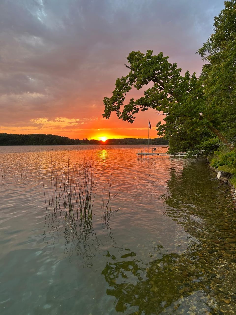 Natural landscape, Lake view, Sunset