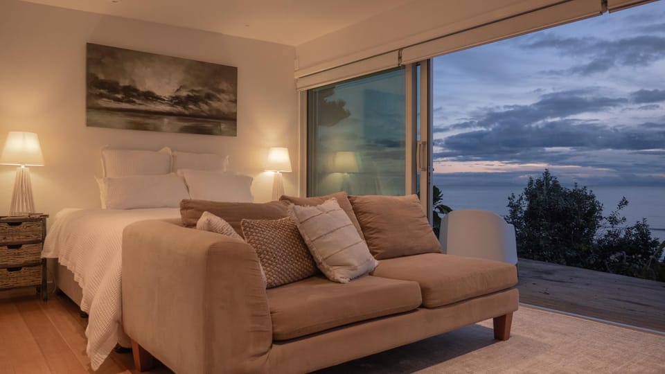 Bed, Natural landscape, Seating area, Sea view