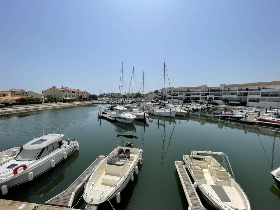 T2 rénové avec cabine, piscine, animaux admis, parking à 500m de la plage Cabin in Saint-Cyprien
