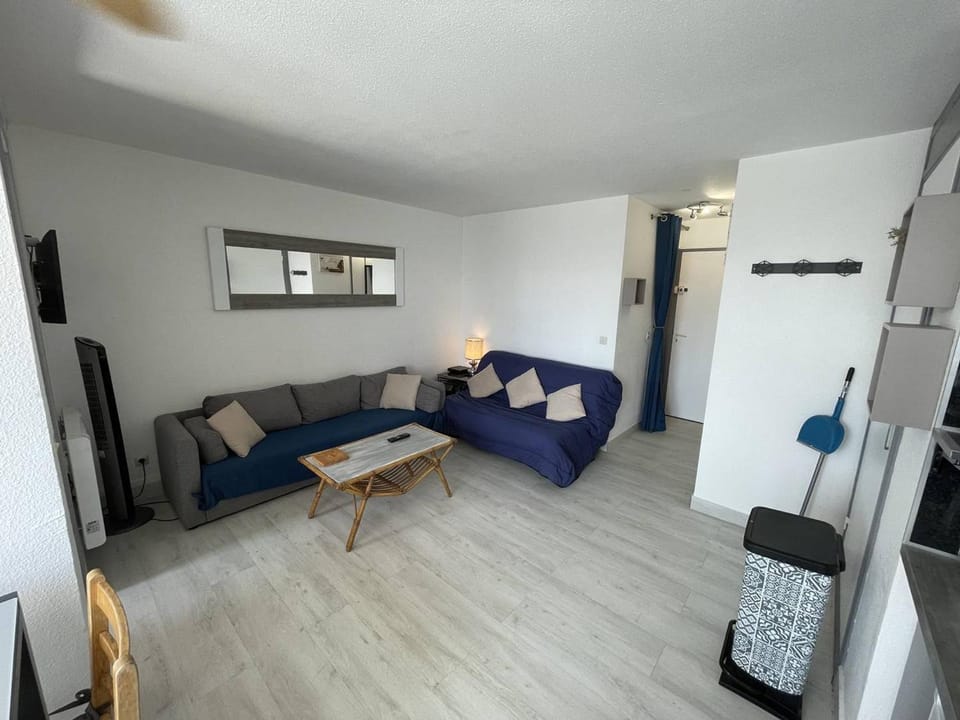 T2 rénové avec cabine, piscine, animaux admis, parking à 500m de la plage Cabin in Saint-Cyprien