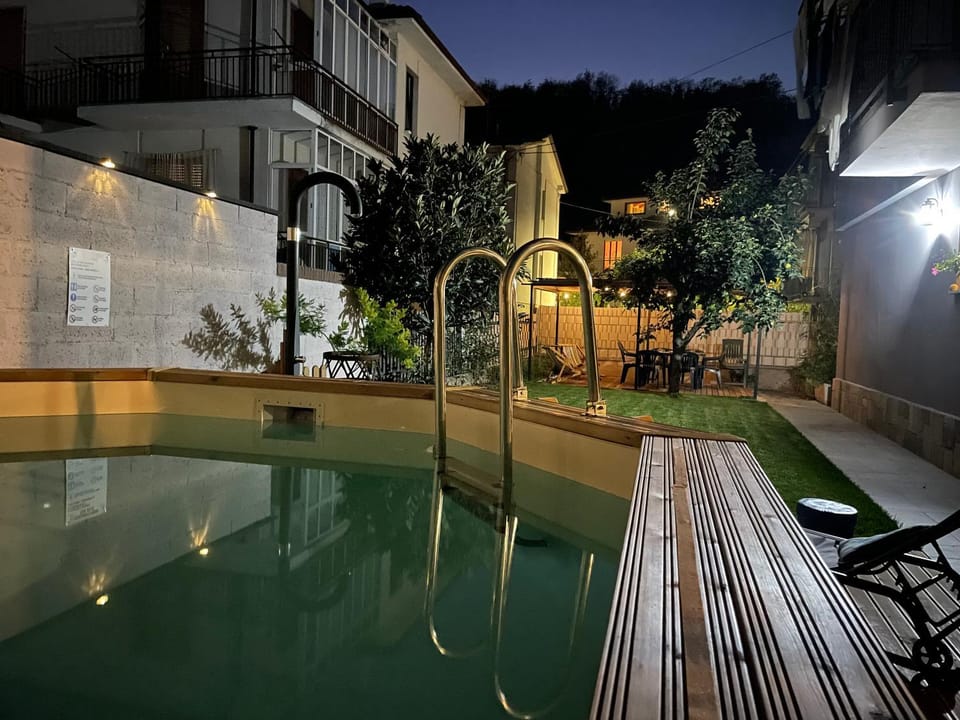 Night, Pool view, Swimming pool