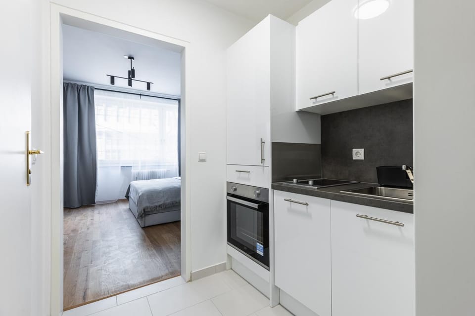 Kitchen or kitchenette, oven