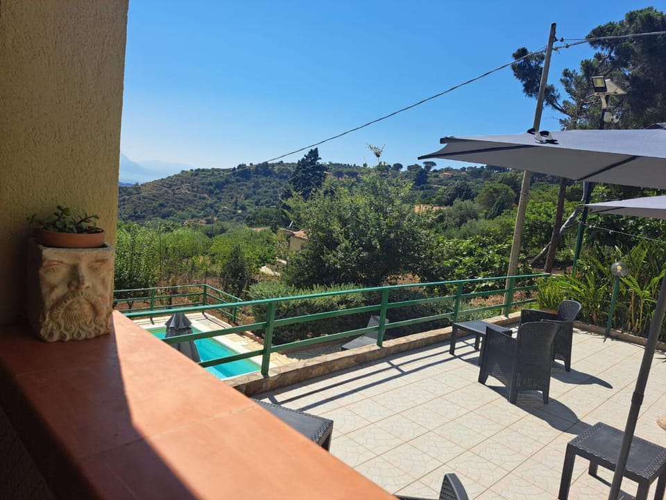 View (from property/room), Balcony/Terrace, Mountain view, Pool view, Swimming pool