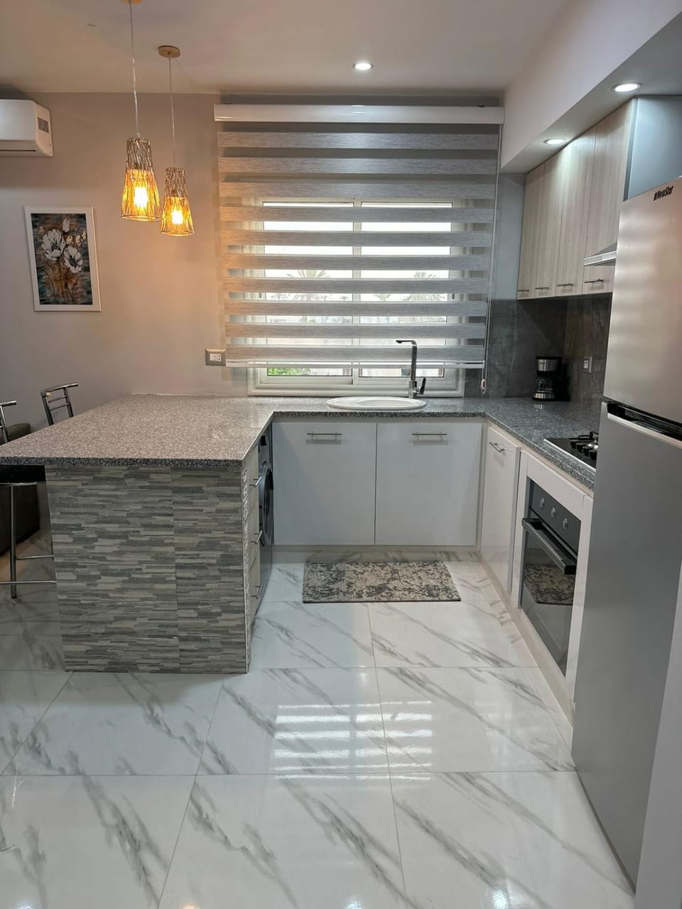 Kitchen or kitchenette, stove
