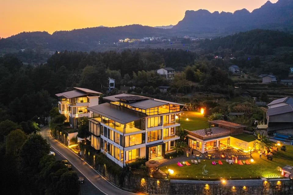 Property building, Night, Natural landscape, Mountain view, Sunset