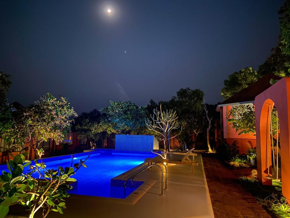 Night, Pool view, Swimming pool, Swimming pool
