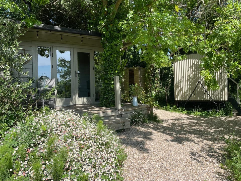 The Hide on the Vineyard with wood fired hot tub Option House in West Dorset District