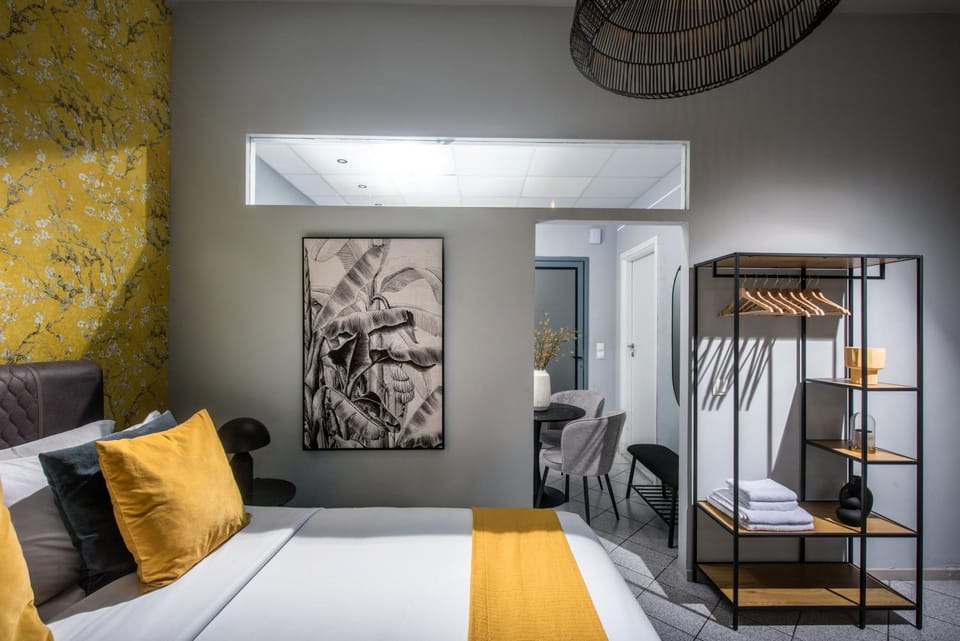 Bed, wardrobe