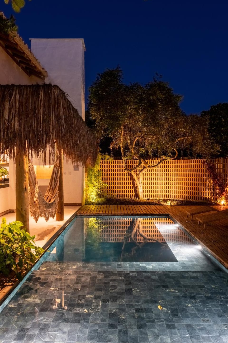 Night, Pool view, Swimming pool