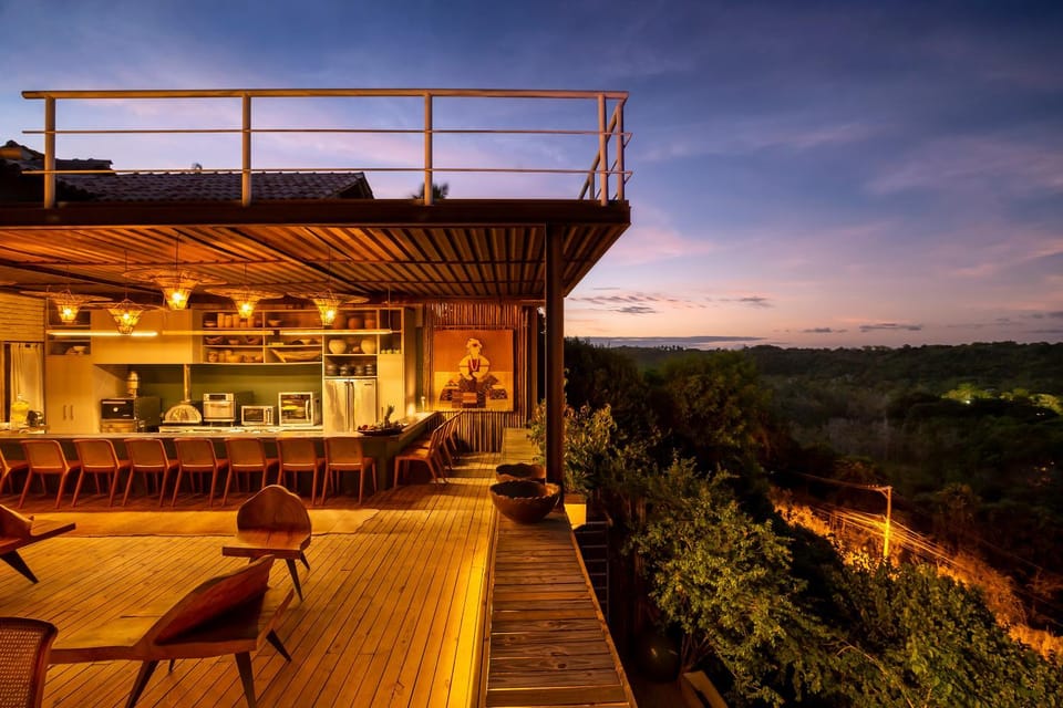 Property building, Night, Natural landscape, View (from property/room), Balcony/Terrace, Living room, Dining area