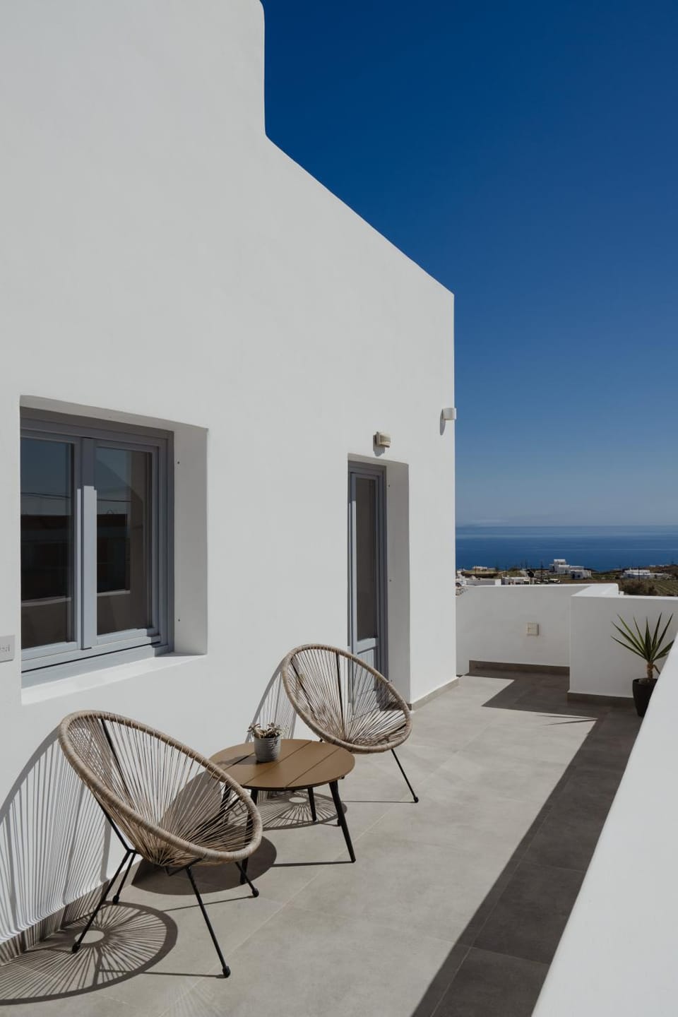 Property building, Patio, Facade/entrance, Summer, View (from property/room), Balcony/Terrace, Seating area, Garden view, Sea view, Inner courtyard view