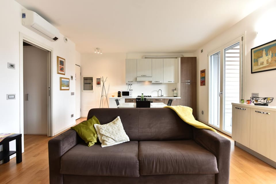 Living room, kitchen, air conditioner