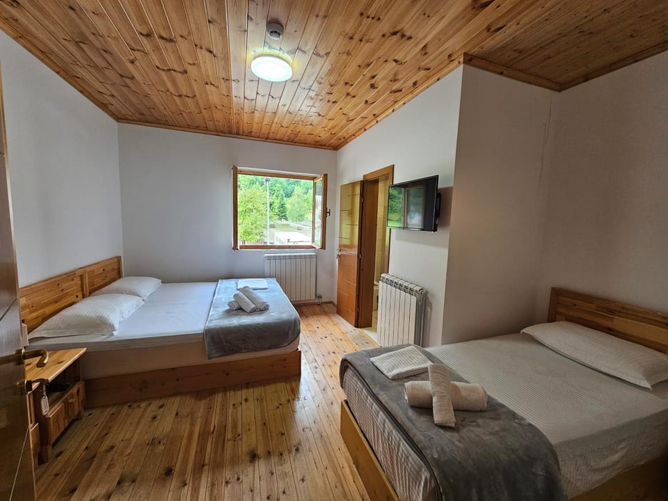 Bed, TV and multimedia, View (from property/room), Photo of the whole room, Bedroom, furniture, towels