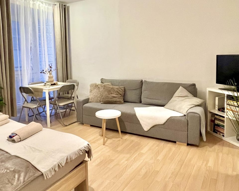 Bed, TV and multimedia, Living room, Seating area