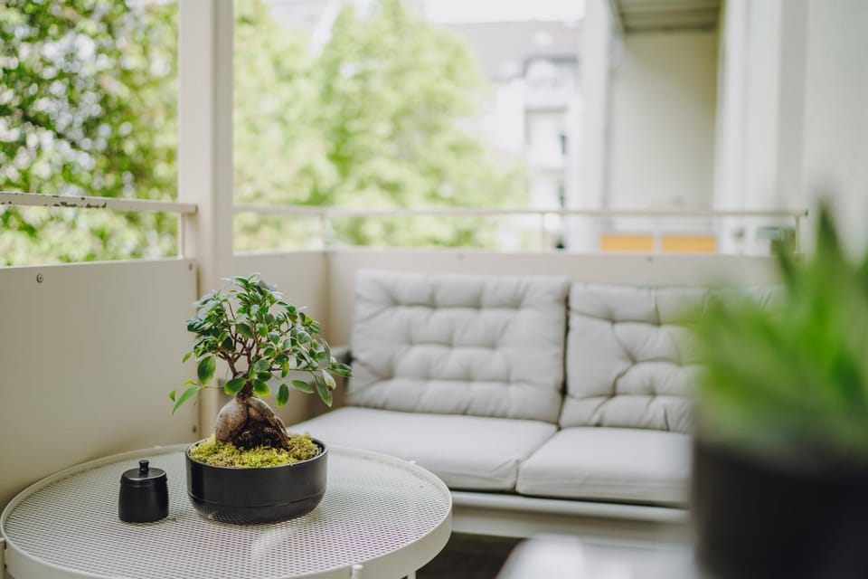 Patio, Day, Garden, View (from property/room), Balcony/Terrace, Living room, Seating area, Garden view