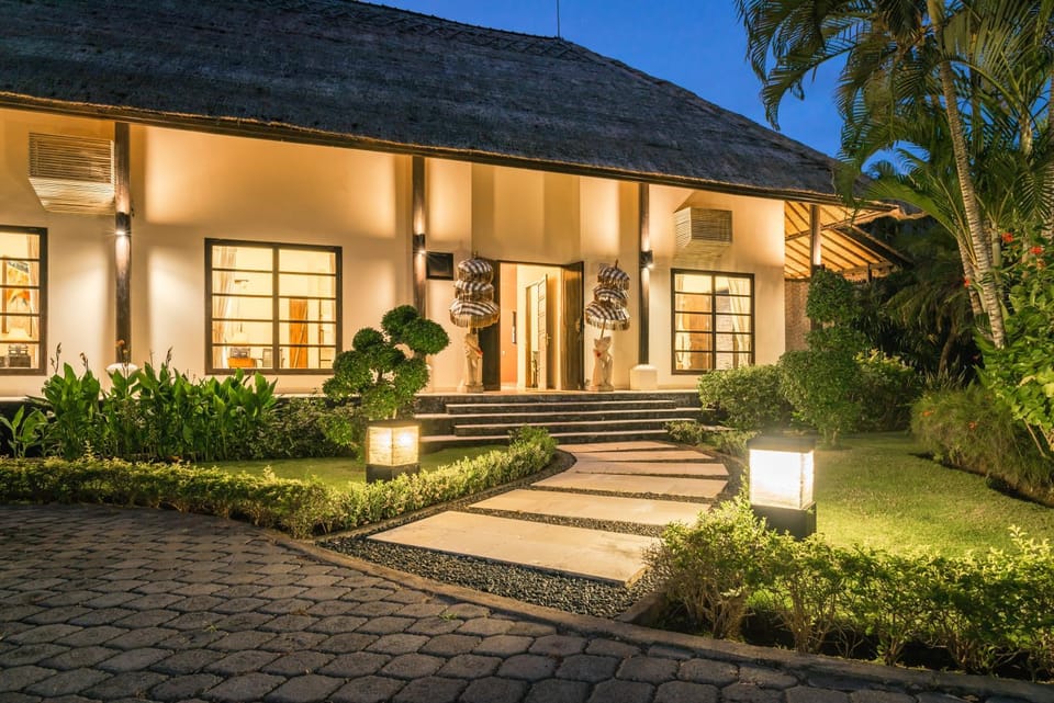 Property building, Night, Garden, Garden view