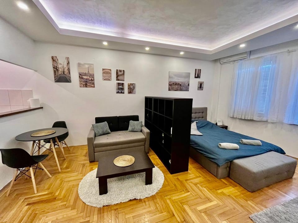 Bed, Living room, Photo of the whole room, Seating area