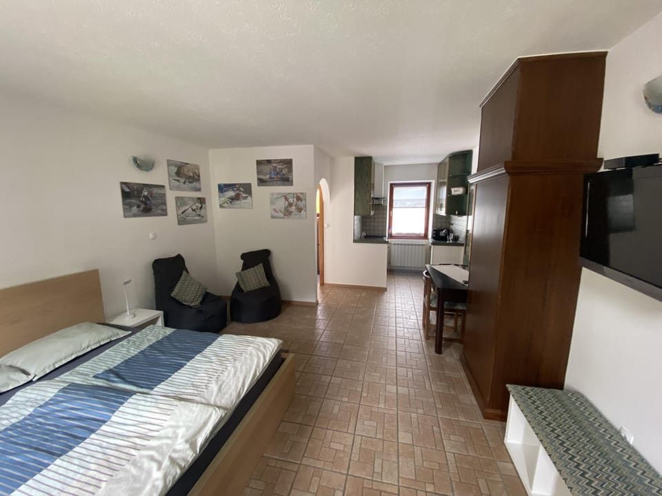 Communal lounge/ TV room, Bed, TV and multimedia, Kitchen or kitchenette, Photo of the whole room, Seating area
