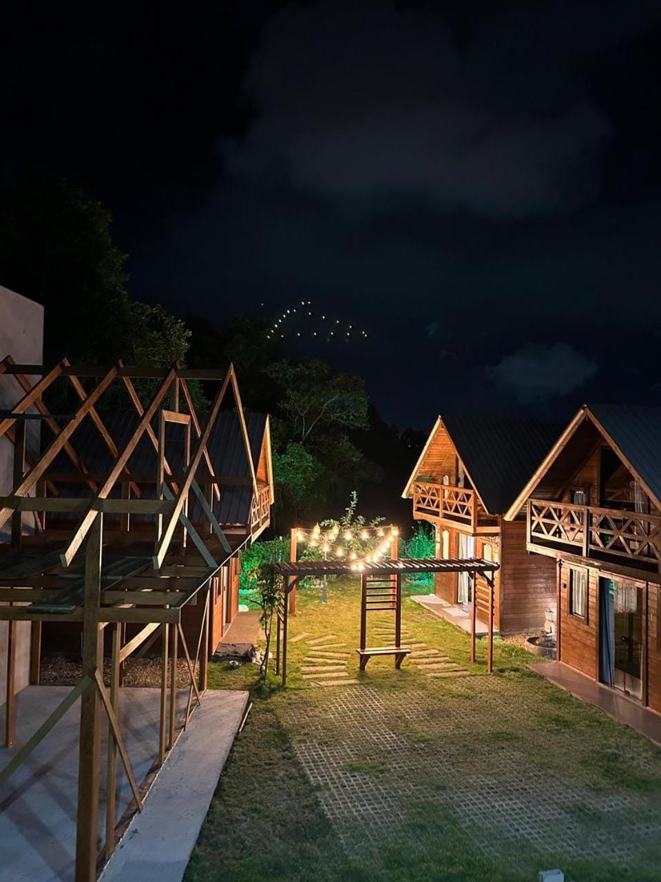 Property building, Night, Natural landscape, Garden, Garden view