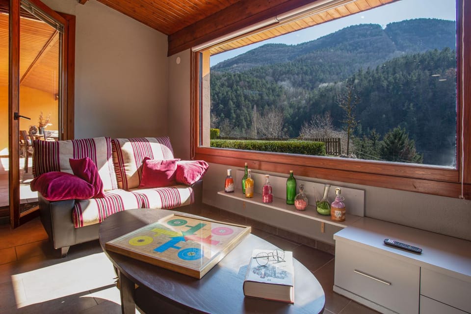 Natural landscape, Living room, Seating area, Mountain view
