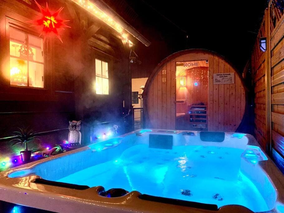 Night, Hot Tub, Pool view, Swimming pool